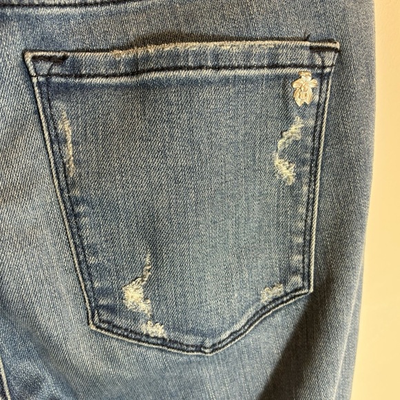 BLACK ORCHID LA Sz 28 MIA Mid-Rise Skinny Flare Mid-Wash Distressed Denim Jeans - Picture 5 of 13